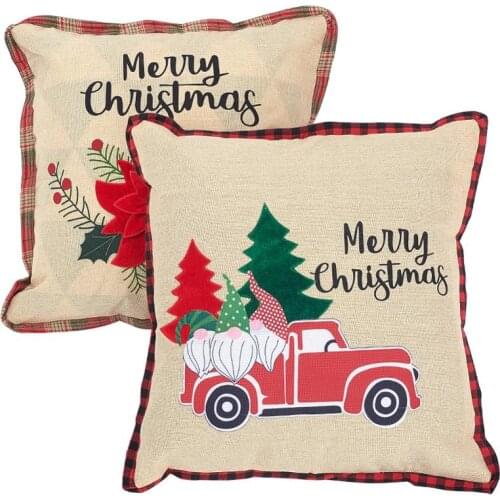 2pcs Christmas Home Sofa Seat Cushion Cover Xmas Pillow Covers Decor Decoration Linen