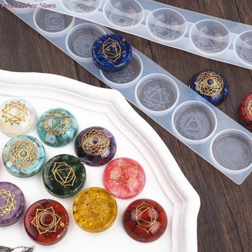 2pcs Silicone 7 Chakras UV Resin Mold DIY Handcraft Pendant Jewelry Accessories