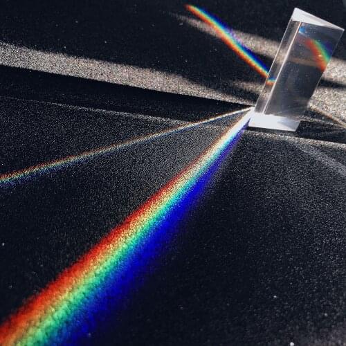 25*25*80MM Triangular Prism BK7 Optical Prisms Glass Physics Teaching Refracted Light Spectrum Rainbow Children Students Present