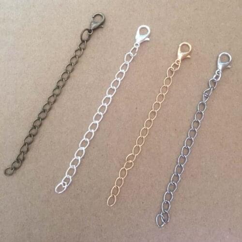 30PCS lobster clasps jump rings pinch bail necklace pendant connector 70mm extended extension chains