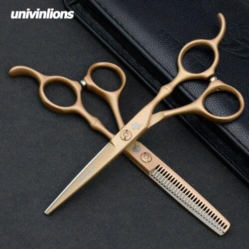 5.5/6" golden scissors univinlions hair scissors japanese hairdressing scissors barbershop supplies hairdresser haircut shears
