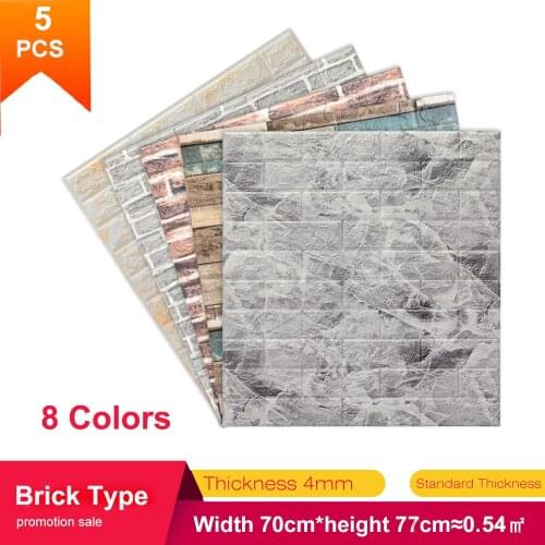 5pcs 3D DIY Decor Home Brick Wall Stickers Living Room Waterproof Foam Room Adhesive Sticker Wallpaper Made Decals For Kitchen