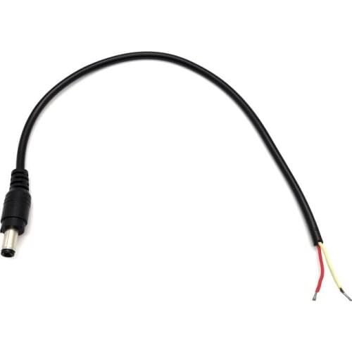 500pcs DC Power Plug Single Male 5.5*2.5mm 5.5x2.5mm w/ Power Cable Cord Around 30cm 3A Copper Wire Core Customize Length 2m