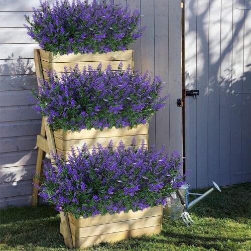8 Bundles Artificial Flowers Fake Outdoor Plants Faux Plastic Greenery For Home Garden Wedding Birthday Party Favors Decor