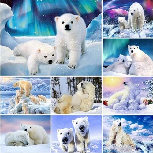 Bear DIY 5D Diamond Painting Full Round Drill Animal Diamond Embroidery Cross Stitch Kits Mosaic Painting Home Decor