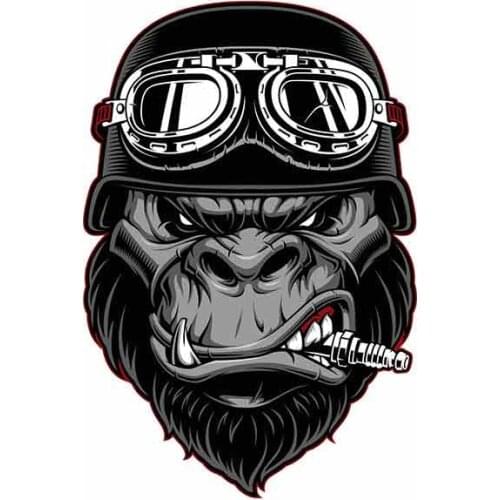 Car Sticker for Gorilla Biker Cartoon Car Stickers Helmet Motorcycle Sunscreen Vinyl JDM Bumper Trunk Truck Graphics,13cm*8cm