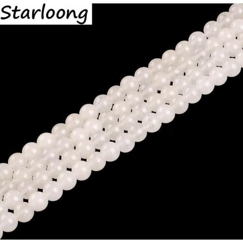 High quality Natural white jad Stone beads Round Loose strand Beads 4/6/8/10/12mm for Jewelry Making Bracelet Diy beads