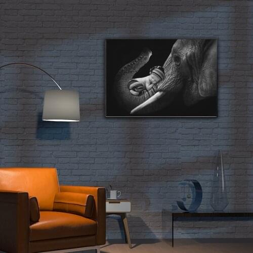 DDWW Baby With Elephant Animal Oil Painting Poster Print Human And Nature Canvas Painitng Wall Pictures For Living Room