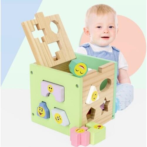 Kids Wooden Classic Multi Shape Sorter Block Box for Kids Wooden Shape Matching Puzzle Montessori Educational Wooden Toys