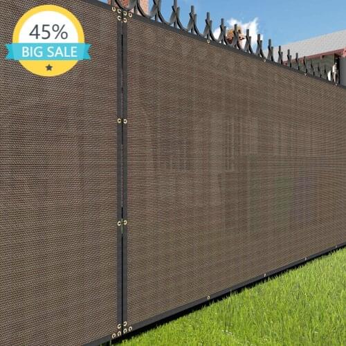4' x 50' Brown Fence Privacy Screen, Commercial Outdoor Backyard Shade Windscreen Mesh Fabric 90% Blockage 150GSM