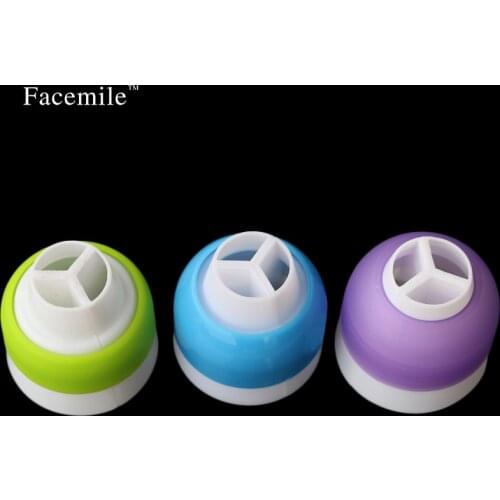 Facemile 3pcs/set Icing Piping Bag Nozzle Converter Tri-color Cupcake Fondant Cookie Cream Coupler Cake Decorating Tool