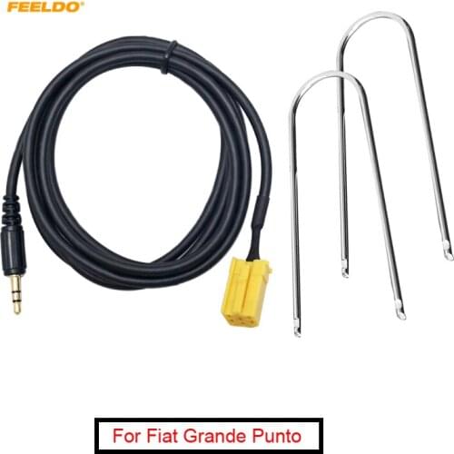 FEELDO 1Set Car Stereo Aux input Cable Adaptor 3.5MM Audio Player For Fiat Grande Punto Alfa 159 #AM4433