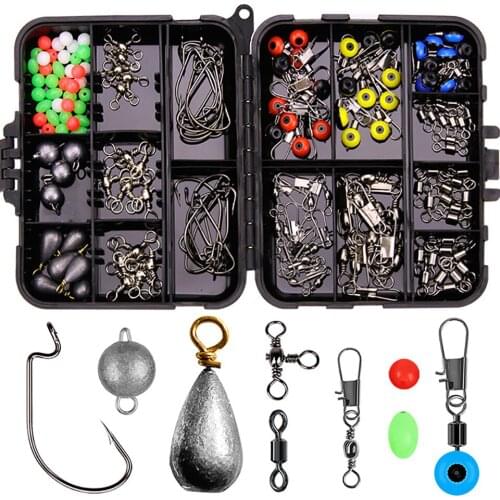 Hot Sale 165PCS/Box Fishing Tackles Set With Box contain Jig Hooks Snaps Fishing Swivels Sinker Fishing Accessories Kit Box Set