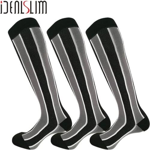 IDEALSLIM 3 Pairs Compression Stockings Women Men Knee High Socks Pressure Knee Calf Supports Socks