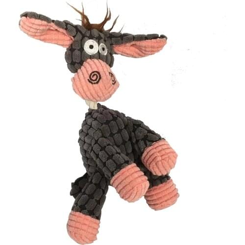 Pet Dog Toy Donkey Shaped Corduroy Chew Toy For Dog Puppy Squeaker Squeaky Plush Bone Molar Toy Pet Training Dog Supplies