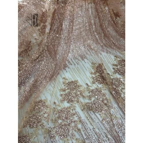 Hot selling glued glitter SYJ-7227 french net lace fabric nigerian glued glitter lace fabric