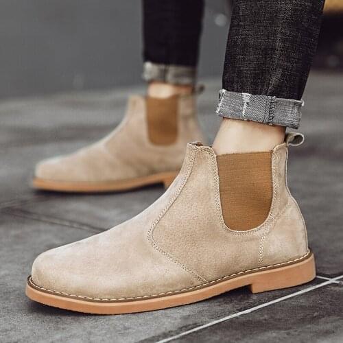 Men Boots Trendy Outdoor Winter plush warm snow boots Platform Pointed Toe Motorcycle Boots Leather Rome Chelsea Boots Men