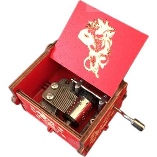 Red Dragon Ball Music Box Hand Crank Musical Box Carved Wood Musical Gifts,Play Dragon Ball Z-Tapion Theme figure toy