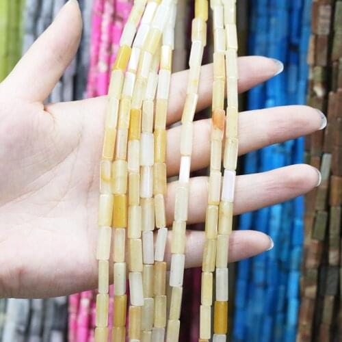 Natural Stone Rectangular Scattered bead agates yellow agates string Beads for Jewelry Making DIY Necklace Bracelet 4x13mm