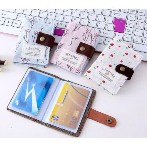 New 1PC Kawaii Fabric Vintage Flower 20 Bits Card Holder Bag Girls Women License Bag ID Credit Bank Cards Organizer Wallet