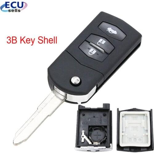 NEW Replacement Shell Folding Flip Remote Key Keyless Case Housing Fob Switch 3 Button for Mazda 3 5 6 With logo