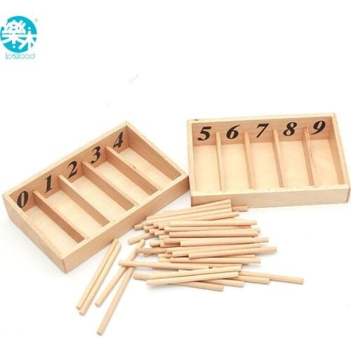 Montessori Educational Wooden Toys For Children Spindle Box With 45 Spindles Mathematics Learning and Spindle Rod Family Version