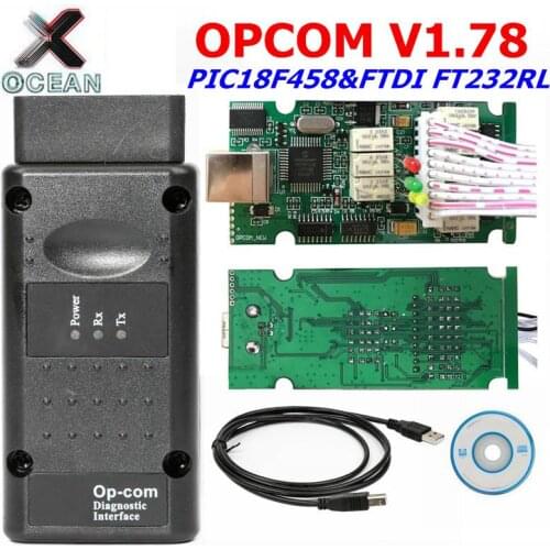OP COM V1.78 Version Auto Diagnostic Tool Scanner with PIC18F458 &FT232RL chip OBD2 OP-COM Opcom CAN BUS For Opel