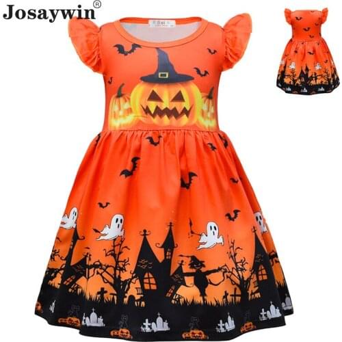 Baby Dress for Girls Halloween Print Ghost Pumpkin Vestidos Children Clothes O-neck Casual Robe Femme Kids Baby Girl Clothing