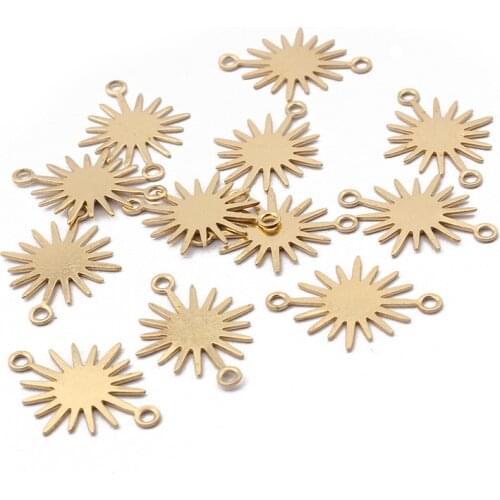 40pcs 13x18mm Small Sun Flower Charms Connector Brass Pendant Charms For Jewelry Making DIY Necklace Bracelets Supplies
