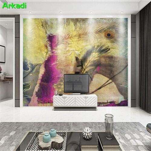 Custom photo wallpaper 3D European retro retro abstract horse peacock feather cloth mural background wall living room sofa home