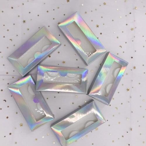 Empty holographic lashes box with lashes tray pretty good quality no fold soft cardboard boxes