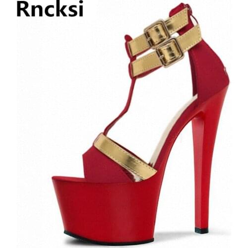 Rncksi Red Women Pole Dance Sexy Shoes Night Club Party Sandals 15cm High Heels Platform Dance Shoes