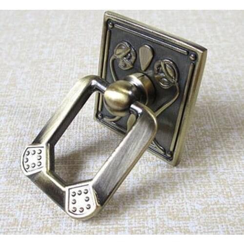Retro style drop rings drawer shoe cabinet knobs pulls antique brass dresser door handles knobs