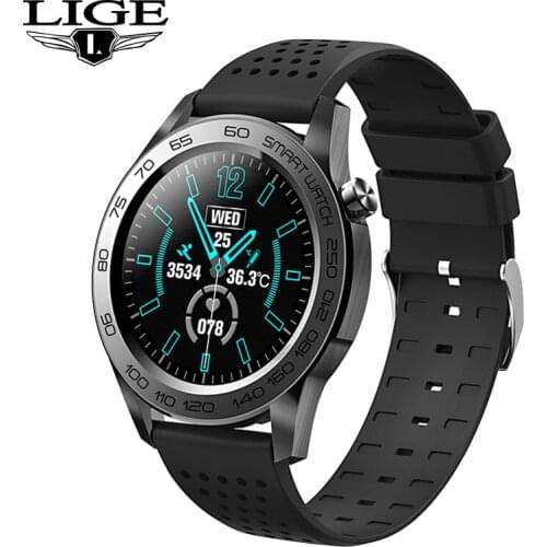 LIGE New Sports Smart Watch Men Fitness Tracker Full Touch Smart Bracelet Woman Temperature Monitor Smartwatch For Android IOS