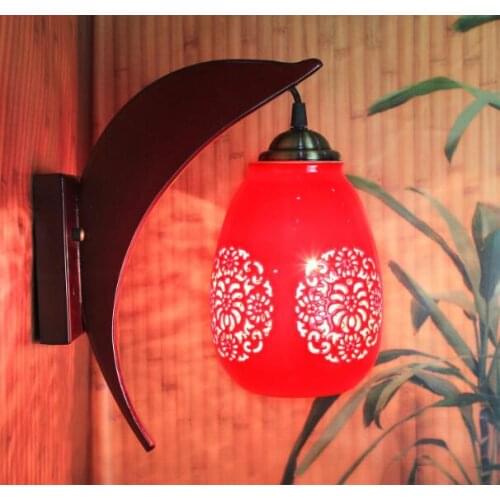 LED E27 AC 90-260V Japan Style Indoor Wall Lamps For Home Chinese White and Blue Porcelain Wall Light