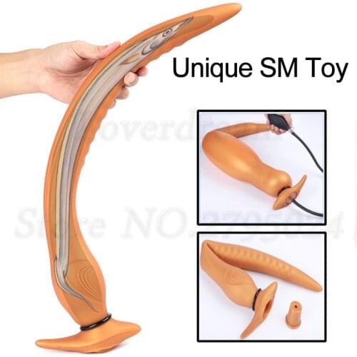 Unique SM Sex Toys Stuff Into Live Animal Anus Dilator Inflatable Huge Female Vagina Dildo Prostate Massgaer For Men Anal Plug