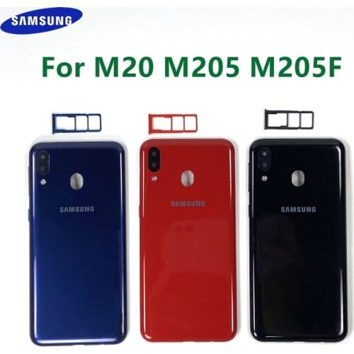 For SAMSUNG Galaxy M20 M205 M205F Battery Back Cover Door Housing Replacement Repair Parts Protection Plastic Case SIM Card Tray
