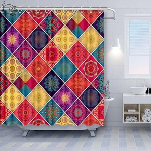 NYAA Screen Modern Mandala Shower Curtain Waterproof Fabric Vintage Bath Curtain 3d Room Hooks For Bathroom Curtains Funny