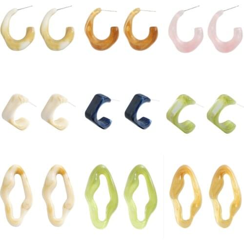 Miwens 4 Types Resin Circle Stud Earrings for Women Elegant Acrylic Simple Geometric Earrings Girls Wedding Jewelry Wholesale