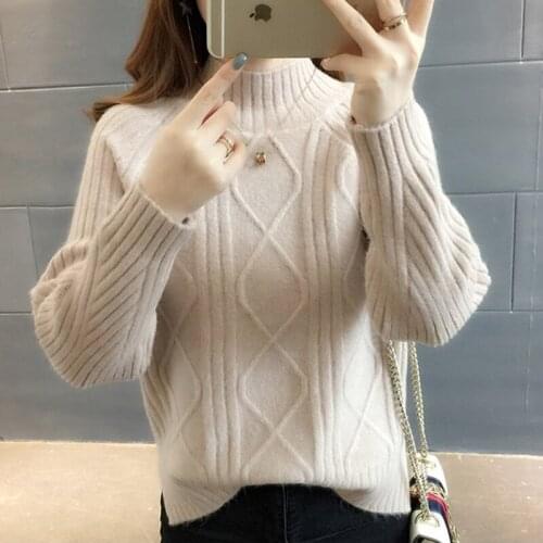 Women Autumn Winter Knitted Sweater Casual Warm Thicken Elastic Female Turtleneck Side Split Sweaters