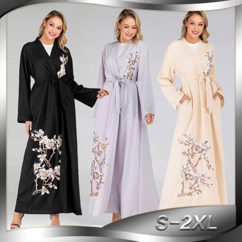 Personality Young Evening Party Ball Gown with Belt Skirt Turkey Abaya Kimono Muslim Dress Menteau Long Femme Open