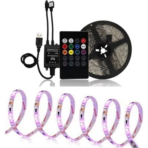 1Set 2M Music Led Strip USB Sound Control TV Backlight 30leds/M Lights 6.56ft with Remote 5050SMD Color Change Bias Lighting 1M