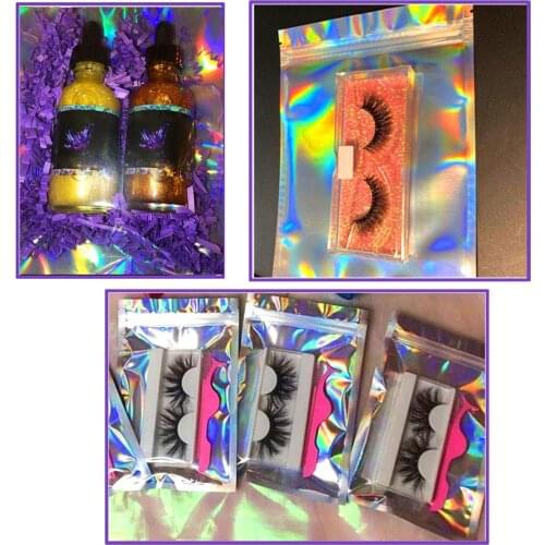 100Pcs/Set Clear Holographic Laser Seal Bags Eyelashes Package Storage Pouch kitchen organizer organizador cocina eco friendly