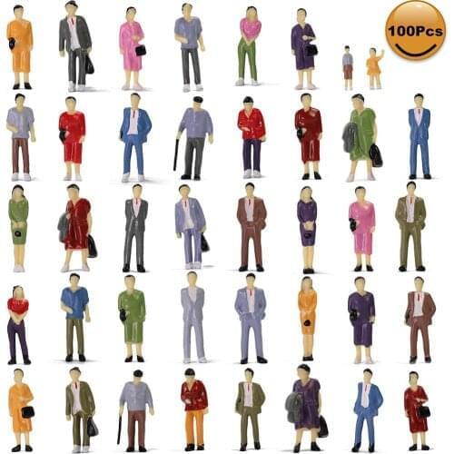 100pcs Model Trains O Scale All Standing Painted Figures 1:43 Painted Passengers People Model Railway 14 Different PosesP4311