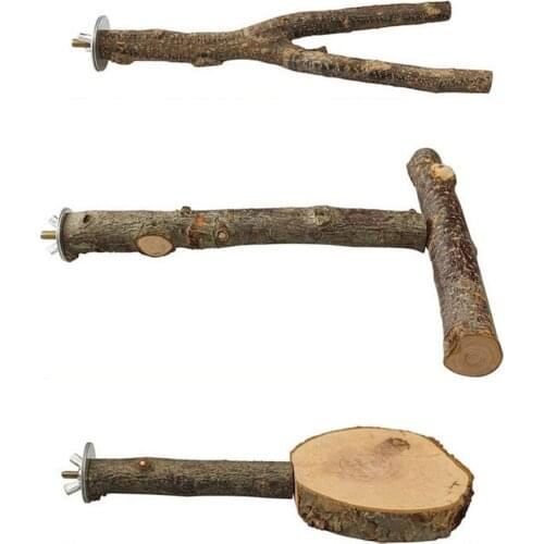 3 PCS Natural Wood Bird Perch Stand-Wooden Parrot Perch Stand-Perch Platform Cage Accessories for Parrotlets Budgies Cockatiels