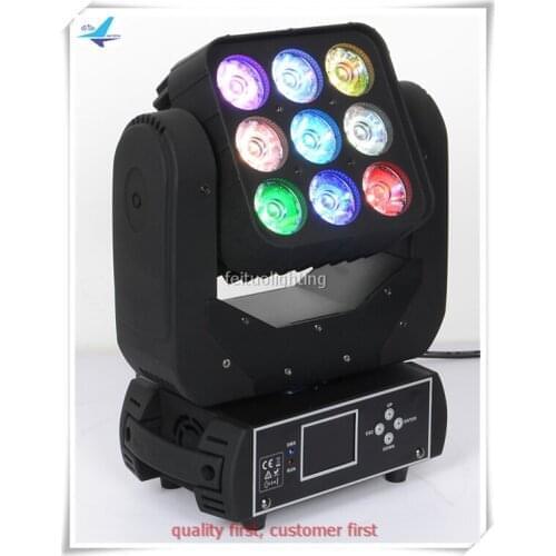 4+case/lot matrix led moving head 9x12W rgbw 4 in 1 beam wash head for Disco Stage Nightclub