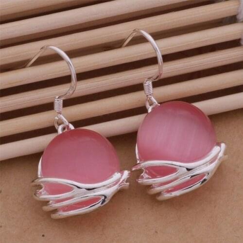 AE123 Sterling Silver color color Earrings , Silver color color Fashion Jewelry , Dark Red /bvoakmva Aowajgda