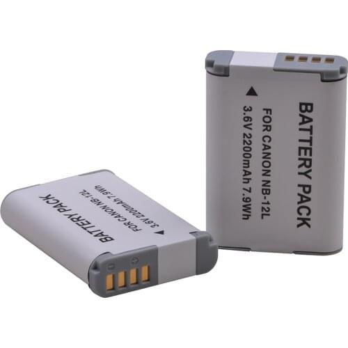 2Pcs 2200mAh NB-12L NB 12L NB12L Battery for Canon PowerShot G1 X Mark II G1X Mark 2 for PowerShot N100, N100, VIXIA mini X