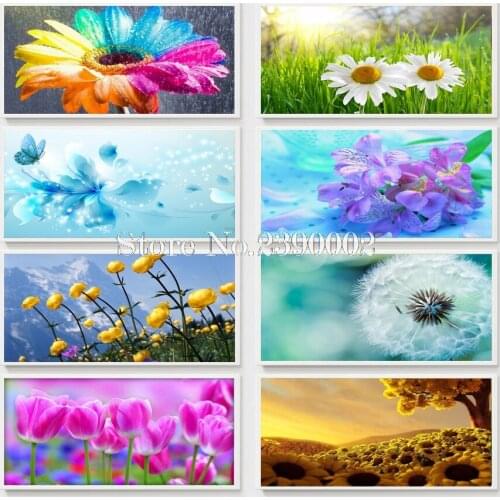 Flower Diamond Painting Cross Stitch Kit 3D Diamond Embroidery Pattern Full Rhinestones Mosaic Sunflower Tulip Dandelion Picture