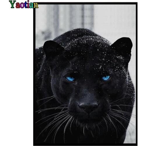 Yaotian 5D DIY Diamond Painting Modern Animal Art Black Panther Diamond Mosaic Cross Stitch Home Decoration New Sale